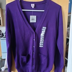 Isaac Mizrahi purple cardigan